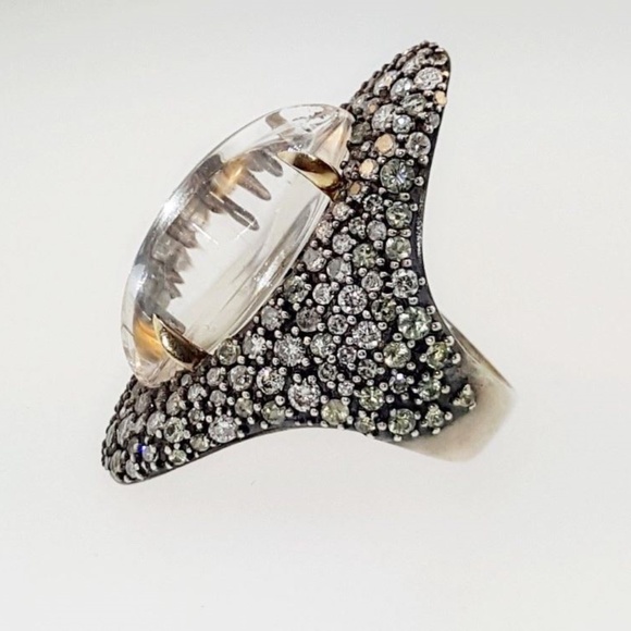 Alexis Bittar Fine Jewelry Pavé Grey Diamonds Drama Marquis Ring 7 - Picture 5 of 5